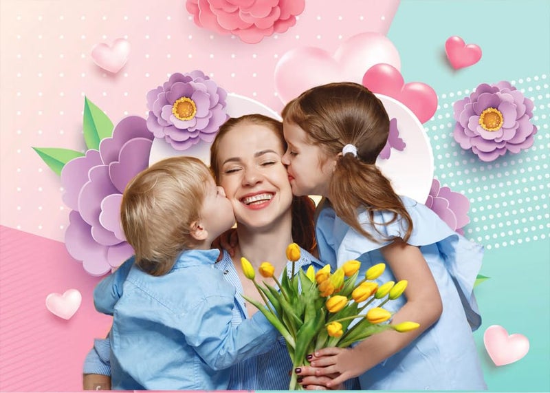 Dudaacvt 7x5ft Happy Mother's Day Backdrops Love Mothers Day Heart Photography Background Thanks Mom Banner Backdrop Best Mom Party Photo Decorations Backdrop - Image 3